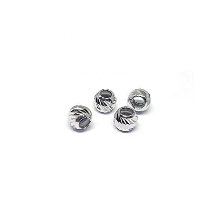925 Sterling Silver Rhodium Plated Corrugated 2.5mm Bead (Hole Size 1.2mm)