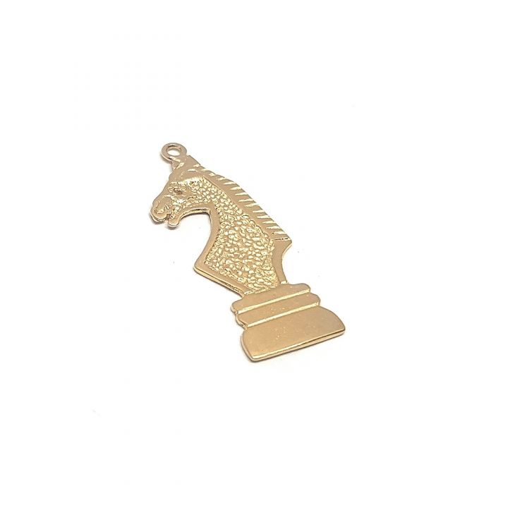 14K Gold Plated Chess Knight Pendant