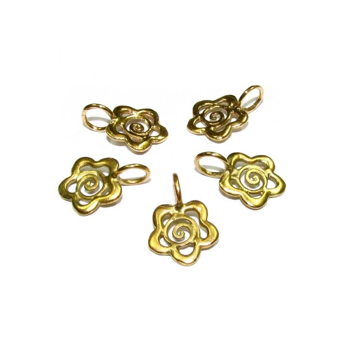 14K Gold Plated Spiral Flower Pendant