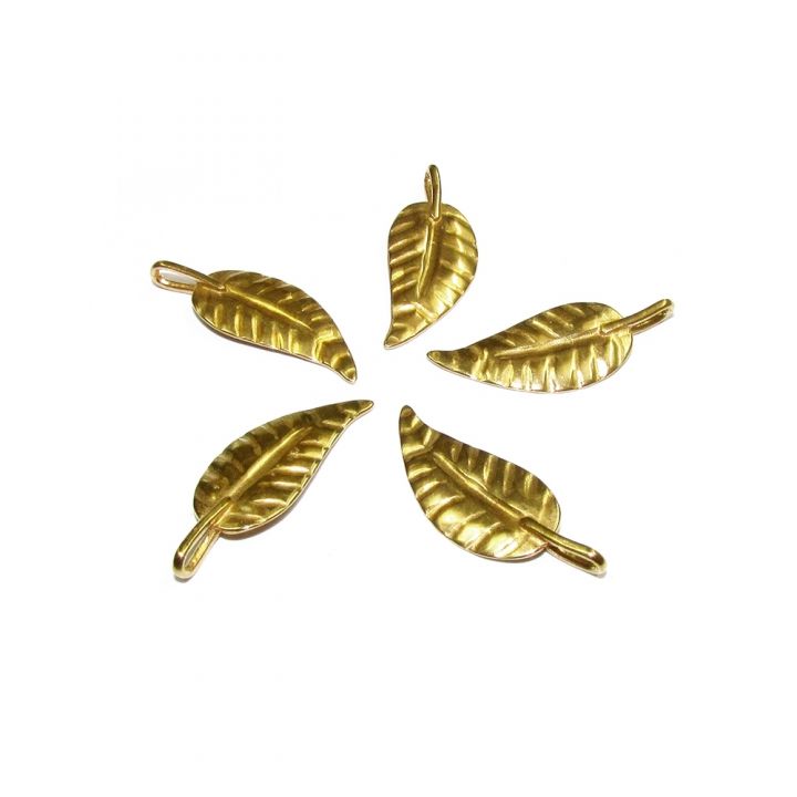 14K Gold Plated Long Leaf Pendant