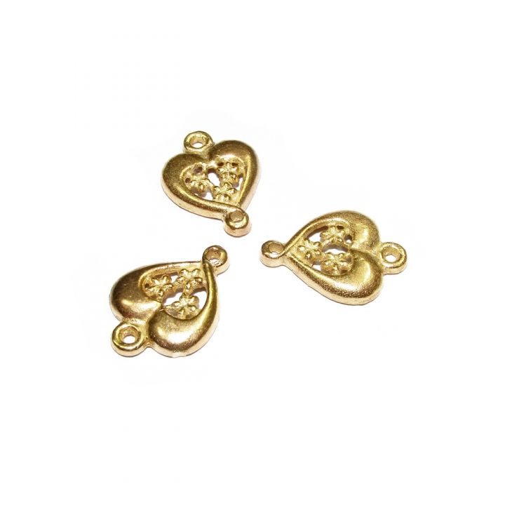 14K Gold Plated Flowers Decorated  Heart Pendant