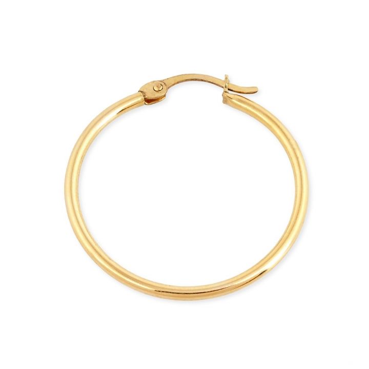 Yellow Gold Filled Tube Hoop Earring W/Snap 15mm 