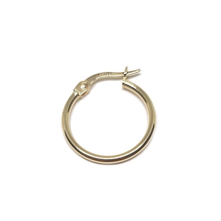 14K Yellow Gold Hoop Tube Earring 12X2mm W/snap