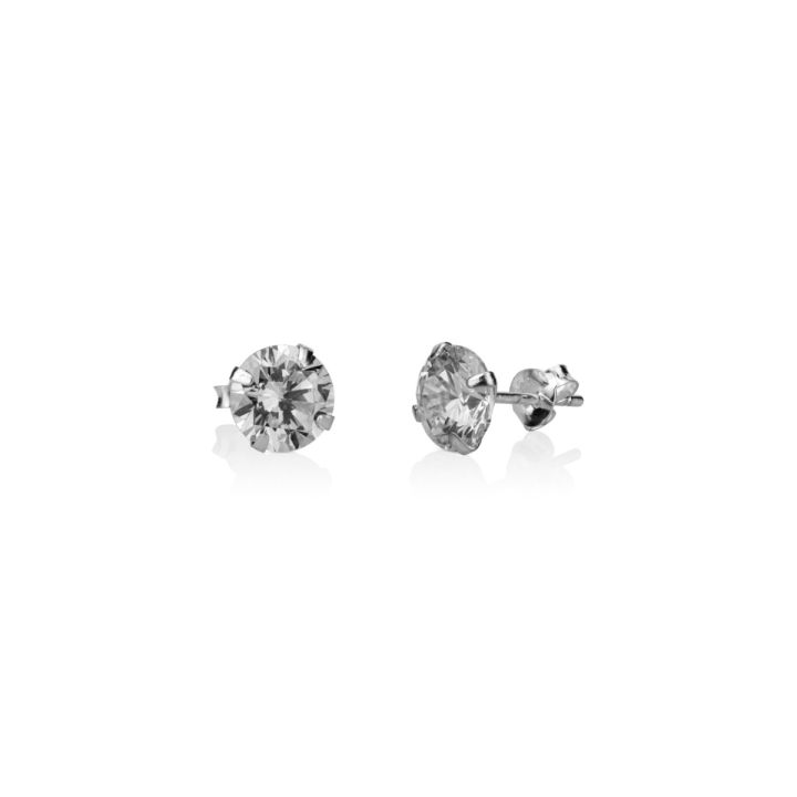 925 Sterling silver earring 8 mm + Zircon 8 mm + Butterfly