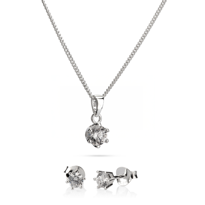 925 Sterling Silver Necklace and Zircon Earrings Set