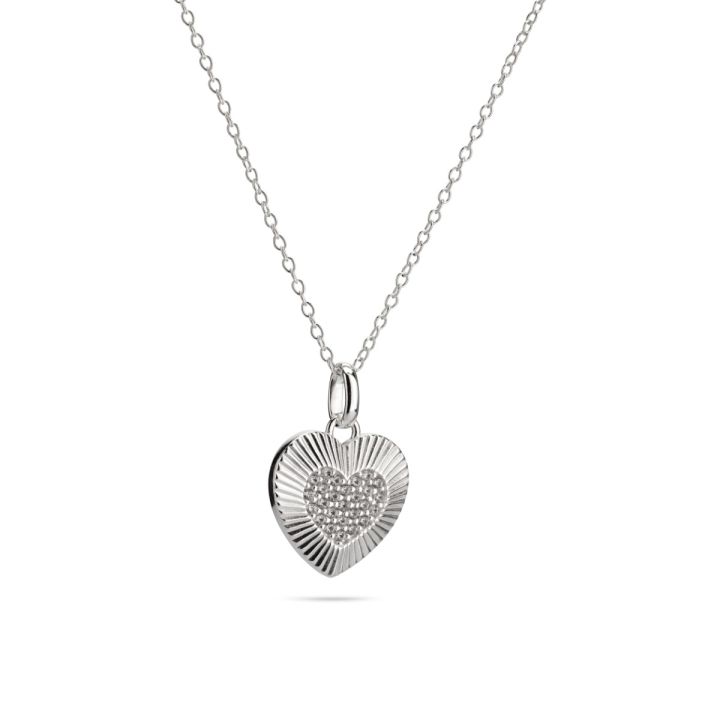 925 Sterling Silver Necklace 15mm Heart Pendant with Zircon