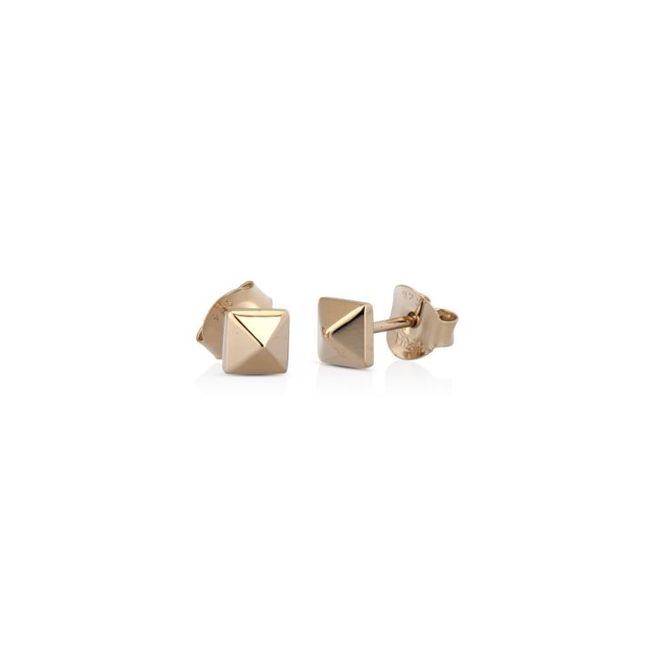 925 Sterling Silver Gold-Plated Earring Pyramid 5 mm