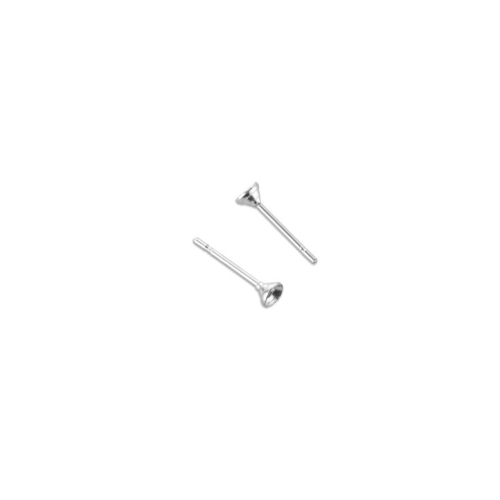 925 Sterling Silver Bezel Cup Stud Earring 2mm