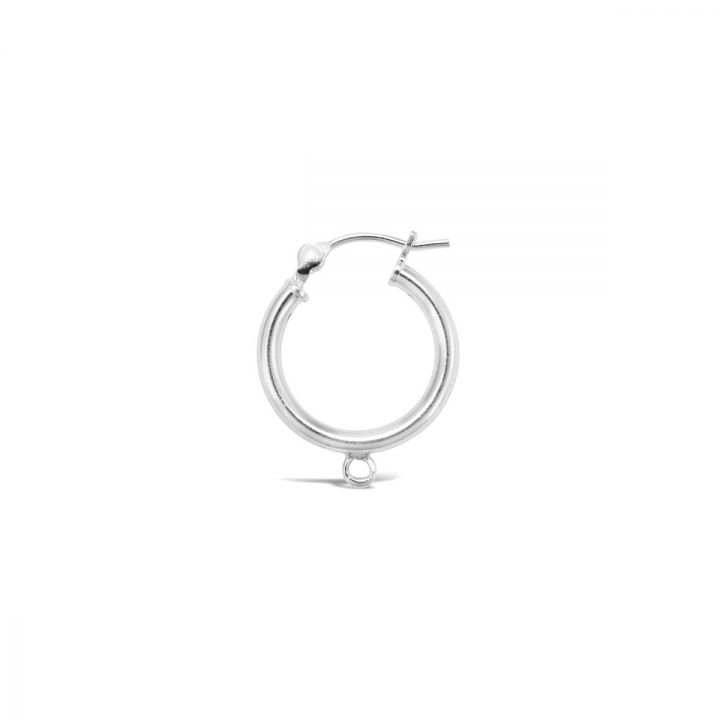 925 Sterling Silver Tube Hoop Earring 15X2mm W/Snap +Ring