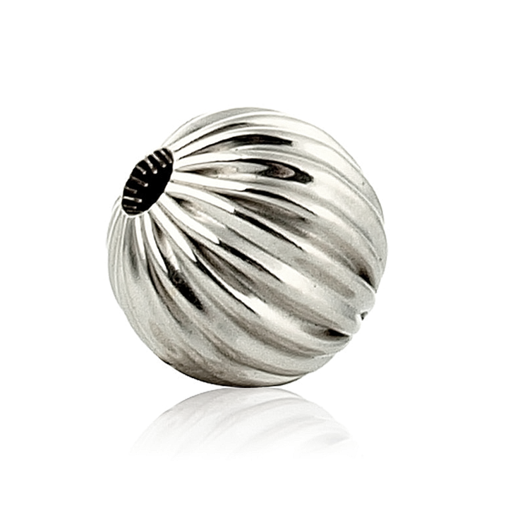 14K White Gold Corrugated Bead 8mm (074Brs17400001)