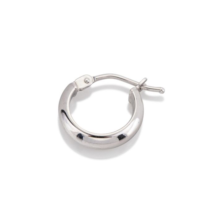 14K White Gold Round Hoop Earring 3x11.5mm