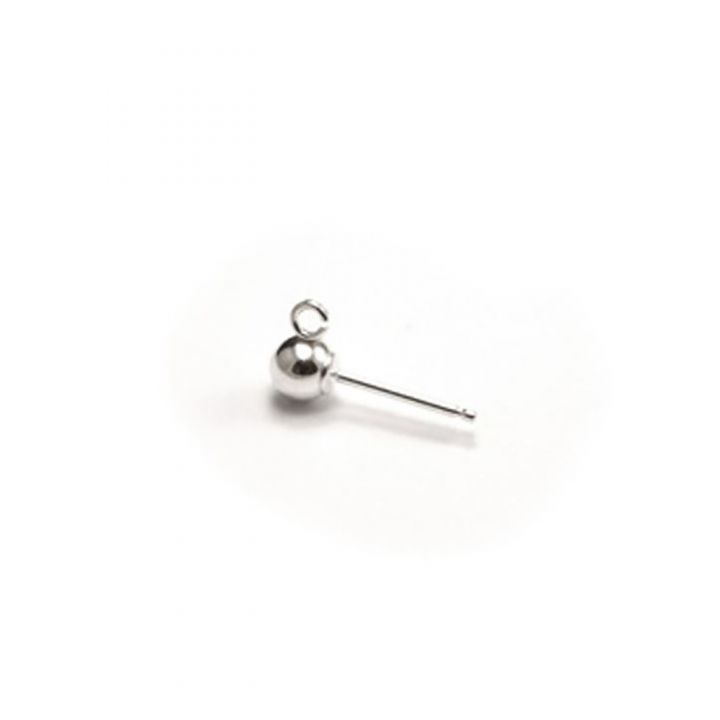 925 Sterling Silver Ball Earring W/Ring 3mm