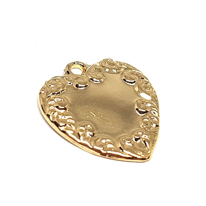 14K Gold Plated Decorated Heart Pendant
