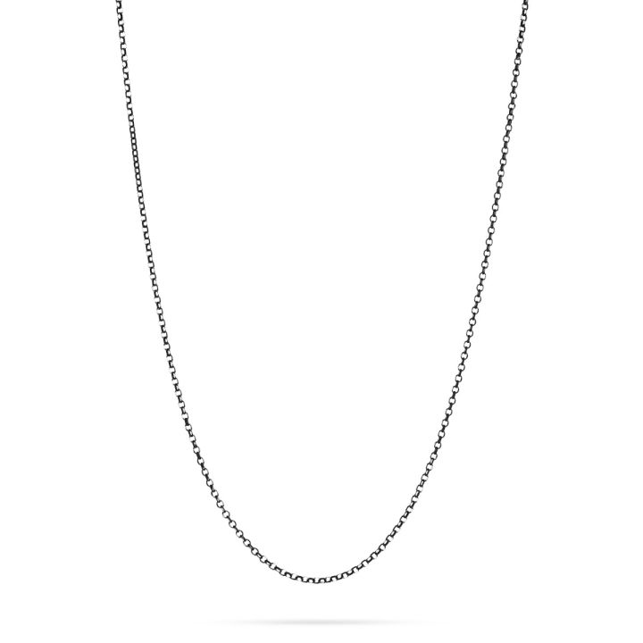 925 Sterling Silver Blackened Oval Rolo Chain 2mm