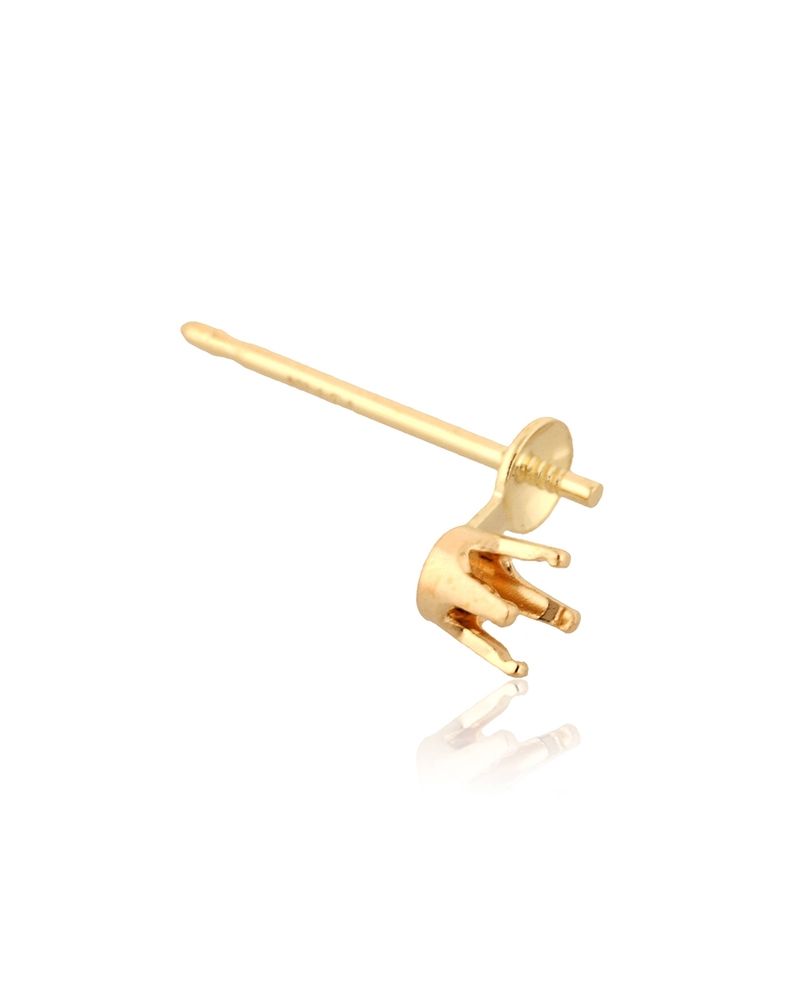 14K Yellow Gold 4 Prg Ear W/Cup And Peg For 6mm Pearl 5Pt  (80506-02Fa-000)