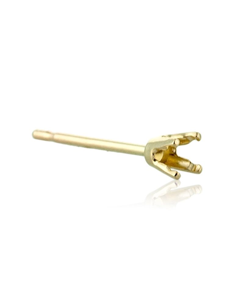 14K Yellow Gold 4 Prong Lightweight Tiff Earring Setting W/Seats 5Pt (02305-02Fa-000)
