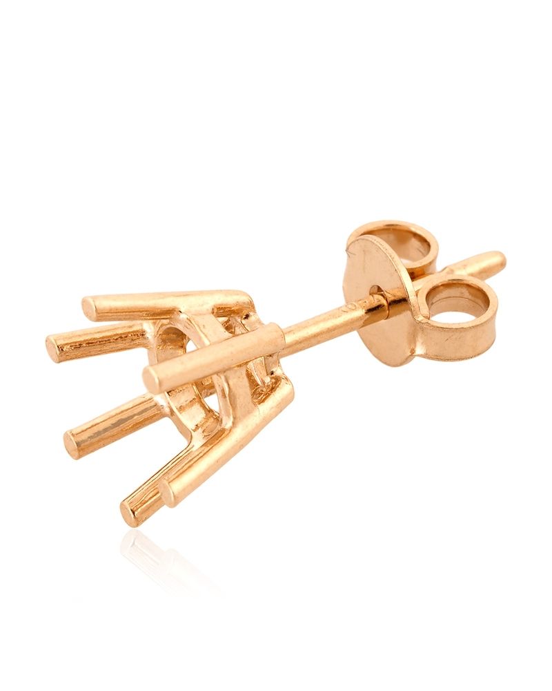 18K White Gold 6 Prongs Cast Earring  Basket + Earnut 5.4mm (65Pt)