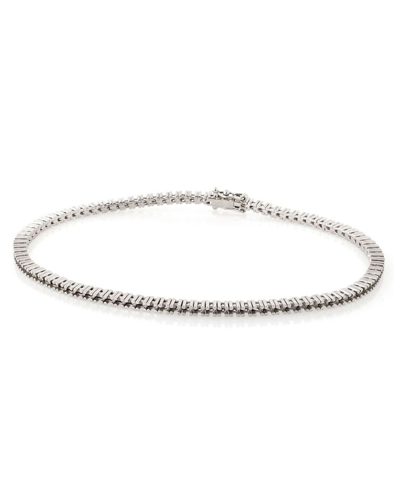 18K White Gold Tennis Bracelet 18Cm Long For 9-10Pt Round Stones