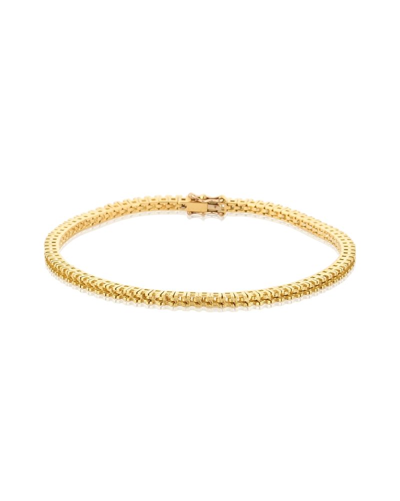 18K Yellow Gold Square Setting Tennis Bracelet 18Cm Long For 2Pt Round Stones