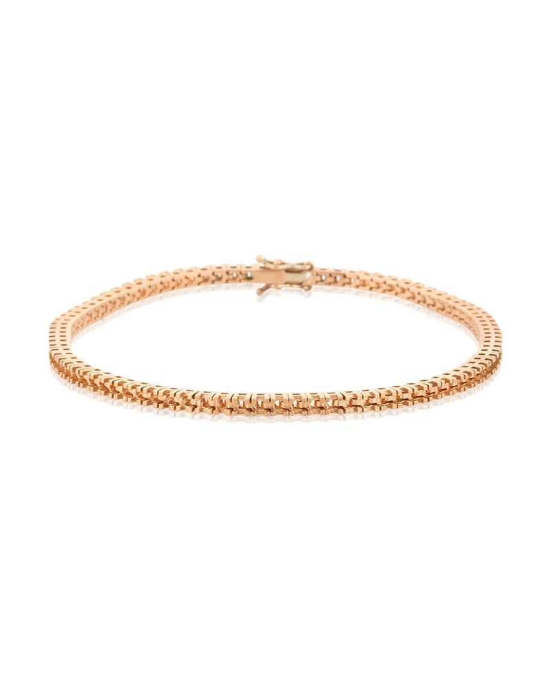 18K Rose Gold Square Setting Tennis Bracelet 18Cm Long For 2Pt Round Stones
