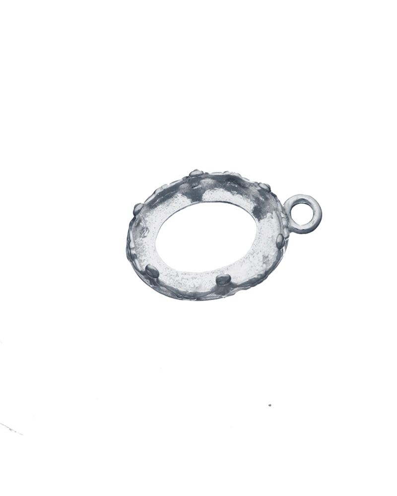 Sterling Silver Bezel Cup 12/16 mm Gallery 1231H Flat Back +Ring