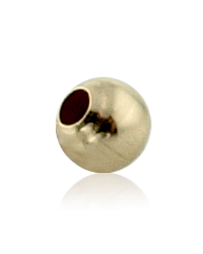 14K Yellow Gold 2mm Seamless Round Heavy Bead (Hole Size: 0.30-0.35mm)