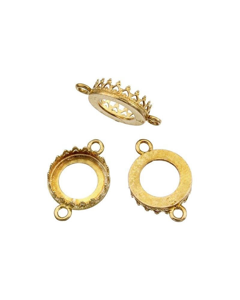 Brass Bezel Cup 12mm Gallery 714H Flat Back +2 Rings