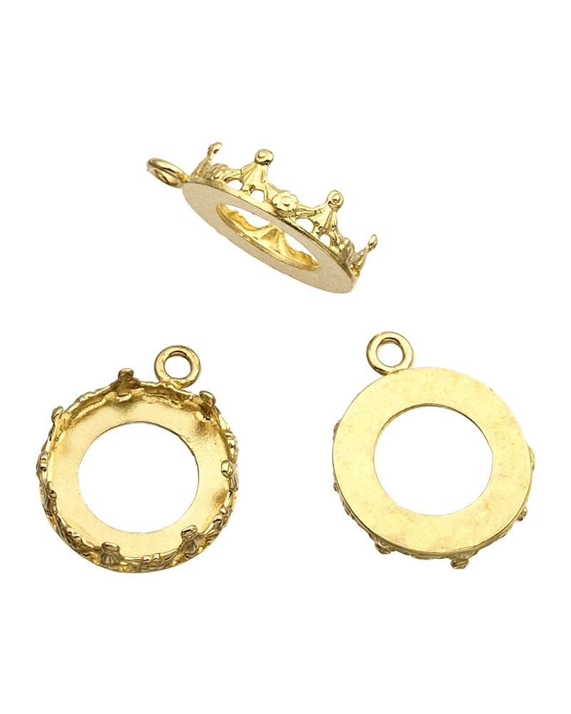 Brass Bezel Cup 14mm Gallery 1231H Flat Back +Ring