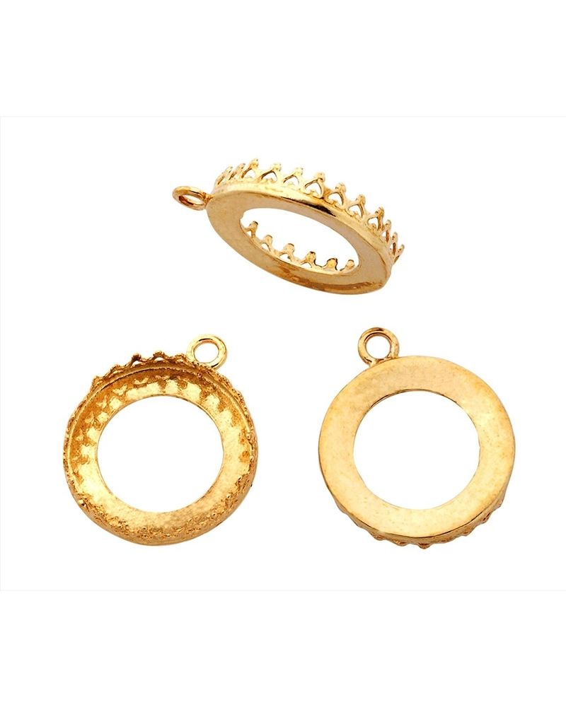 Brass Bezel Cup 18mm Gallery 714H Flat Back +Ring