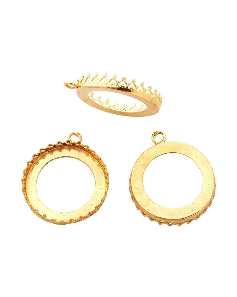 Brass Bezel Cup 24mm Gallery 714H Flat Back +Ring