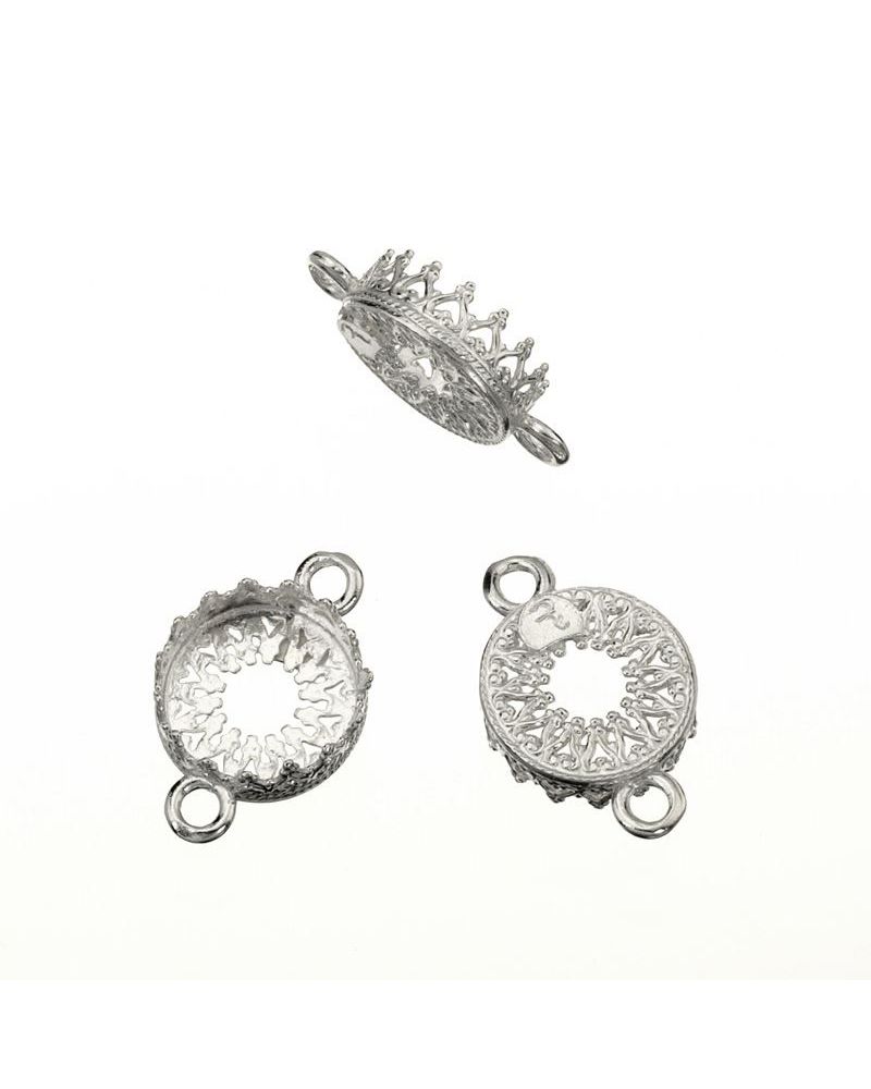 Sterling Silver Connector Bezel Cup 10mm with 2 Rings (Gallery 714 )