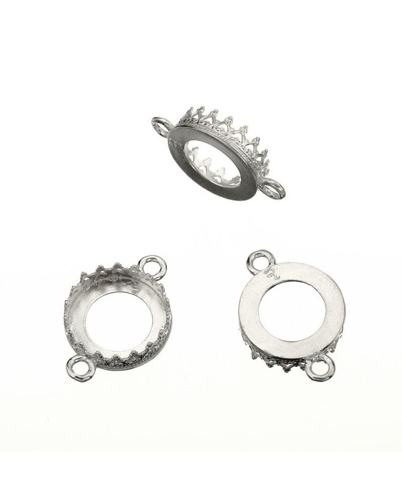 Sterling Silver Bezel Cup 12mm Gallery 714H Flat Back +2 Rings