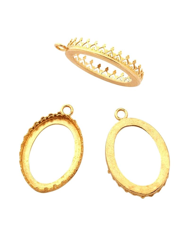 Brass Bezel Cup 18/25 mm Gallery 3280 Flat Back +Ring