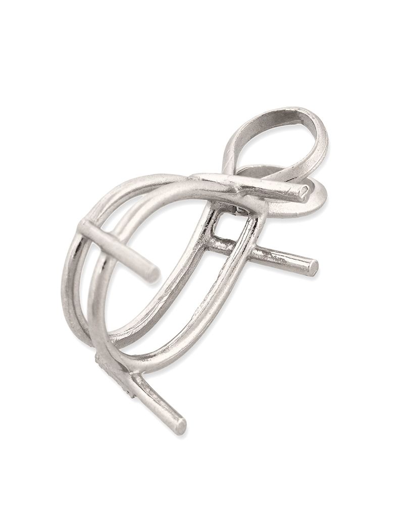 14K White Gold Pear Shape Setting Pendant 12X16mm