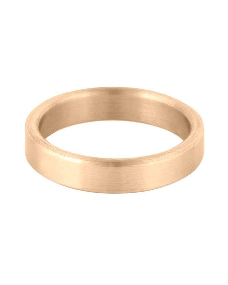 14K Yellow Gold 4mm Flat Wedding Band With Rounded Corners Size 52