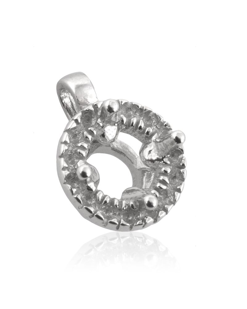 14K White Gold 4-Prong Halo Pendant 25Pt