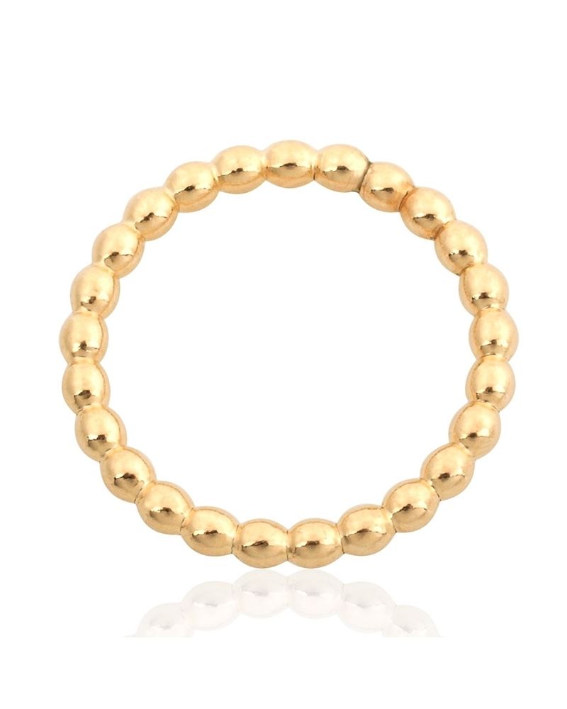 Yellow Gold Filled 2mm Pearl Wire Ring  Size 6