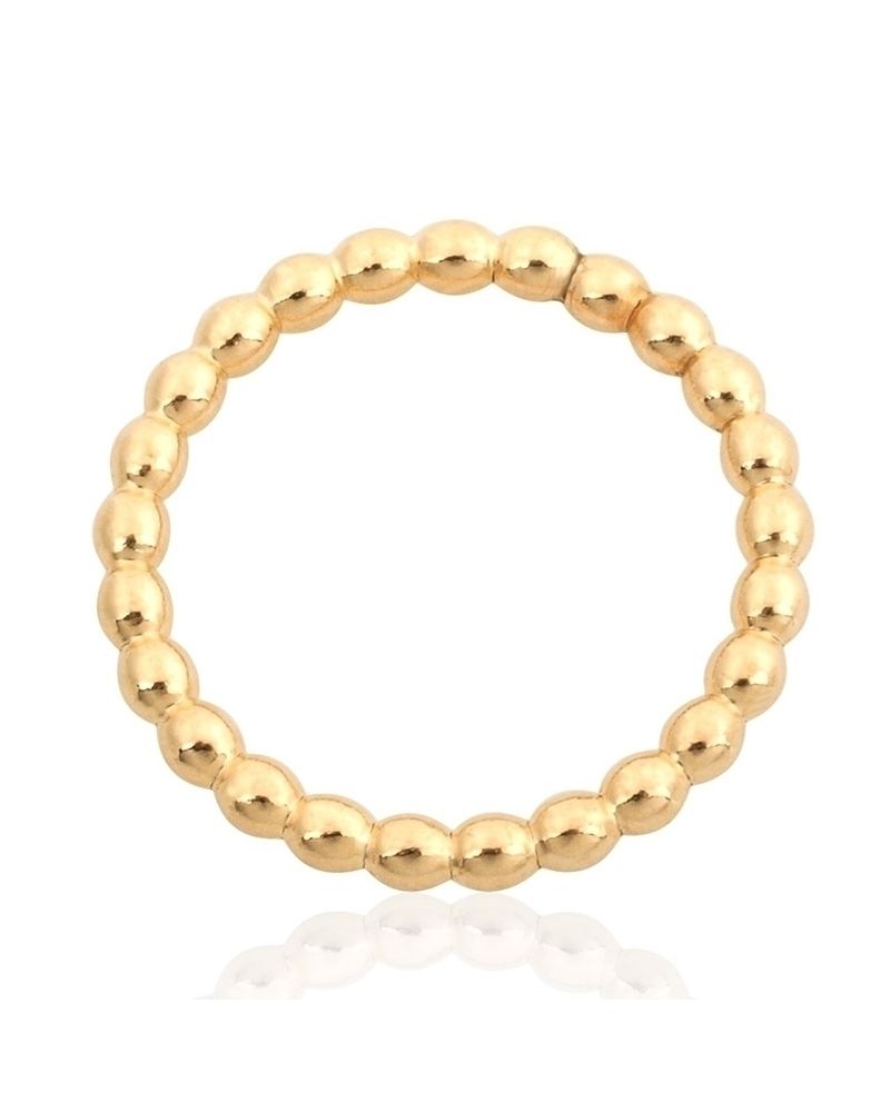 Yellow Gold Filled 3mm Pearl Wire Ring  Size 7