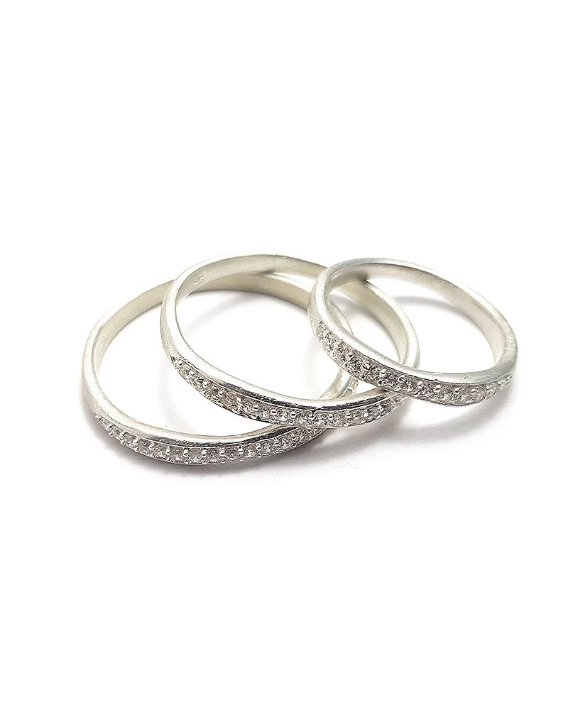 925 Sterling Silver Zircons All Around Set Fashion Ring