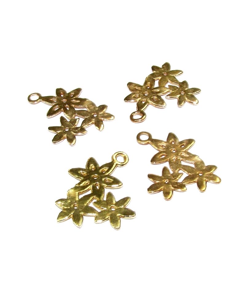 14K Gold Plated Three Flowers Pendant
