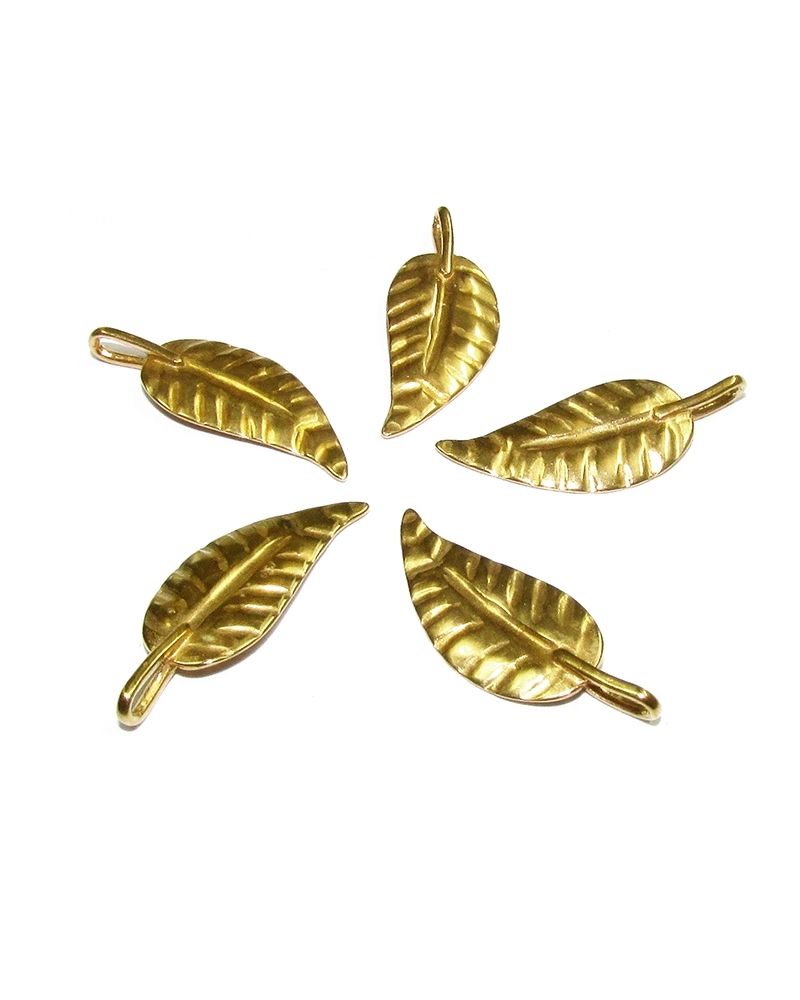 14K Gold Plated Long Leaf Pendant