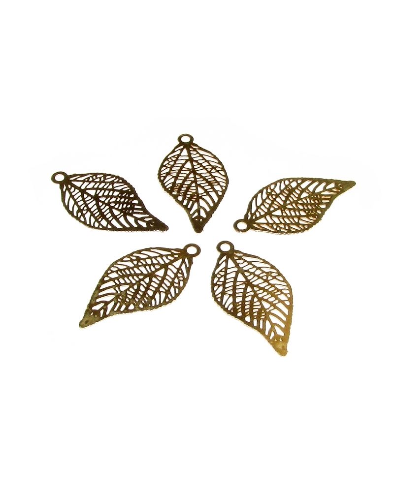 14K Gold Plated Large Netted Leaf Pendant