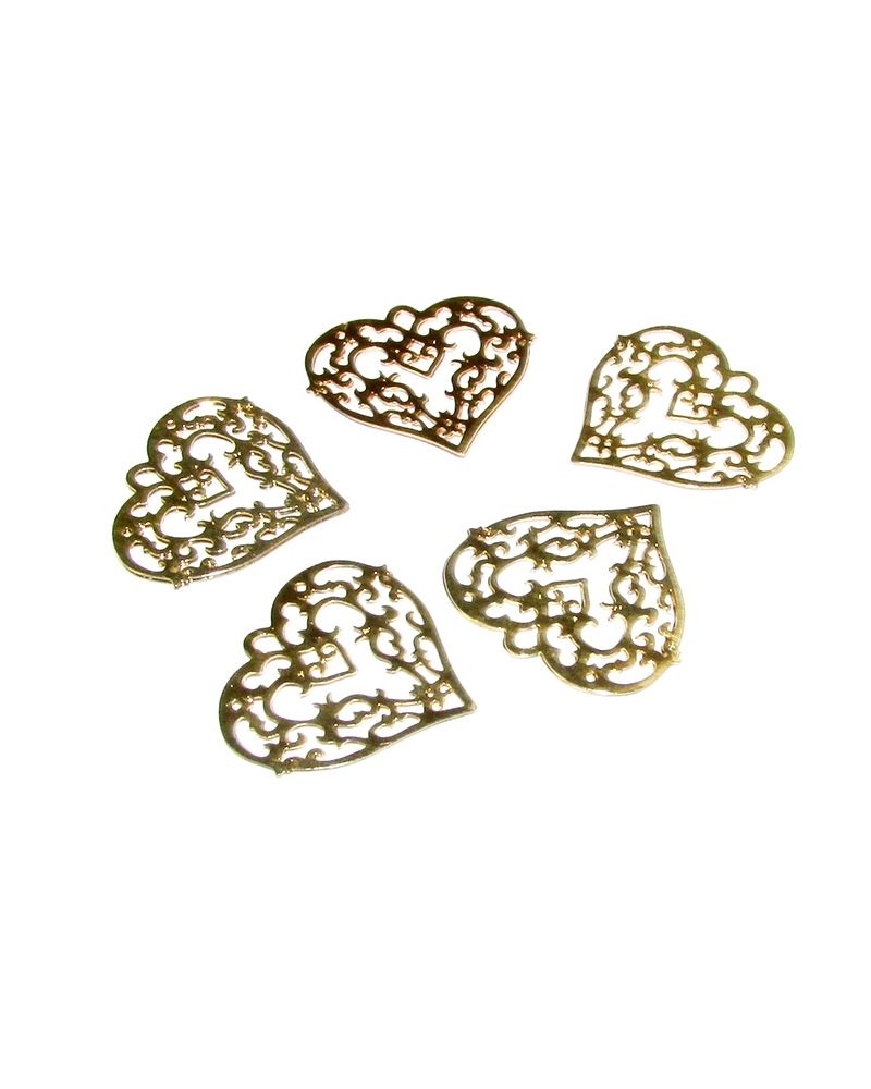 14K Gold Plated Netted Heart Pendant