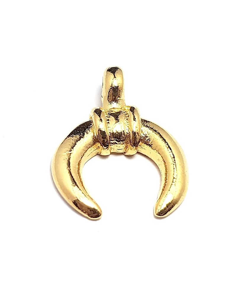 14K Gold Plated Large Half Moon Pendant