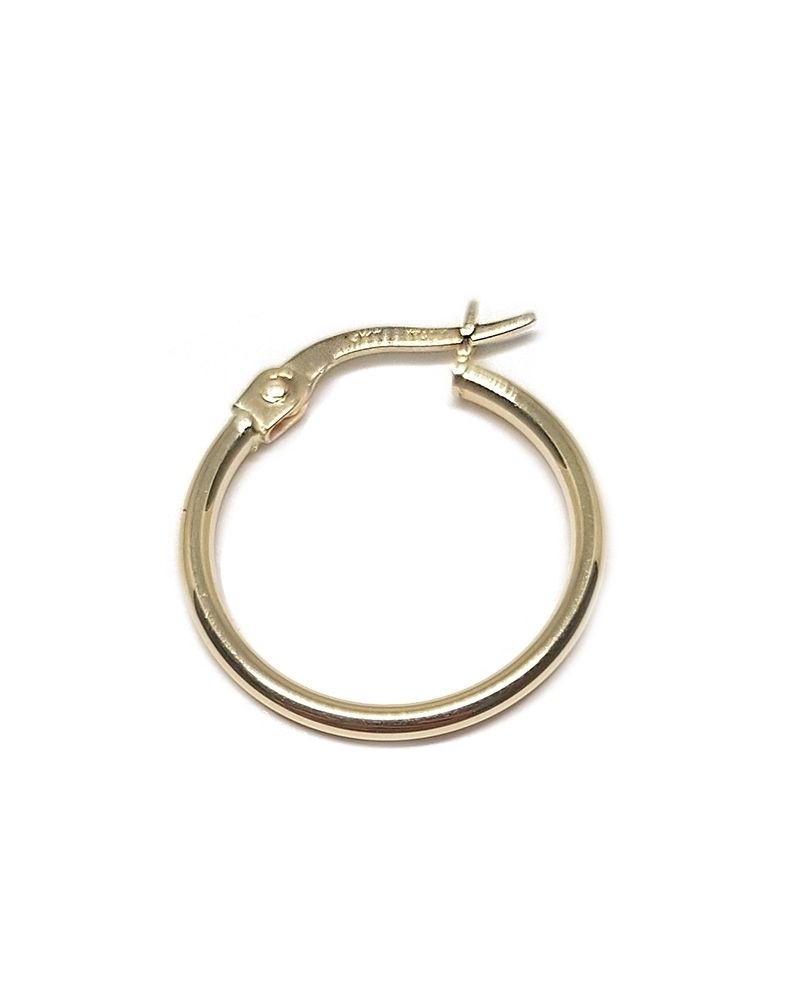 14K Yellow Gold Hoop Tube Earring 12X2mm W/snap