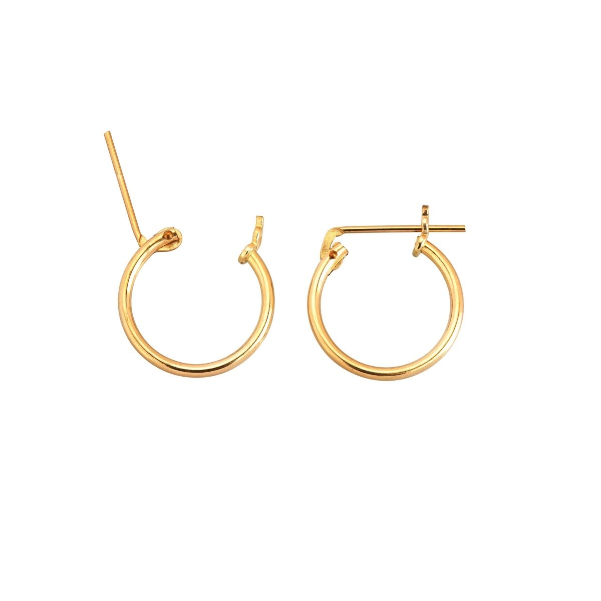 Yellow Gold Filled Tube Hoop Earring W/Snap 14mm 
