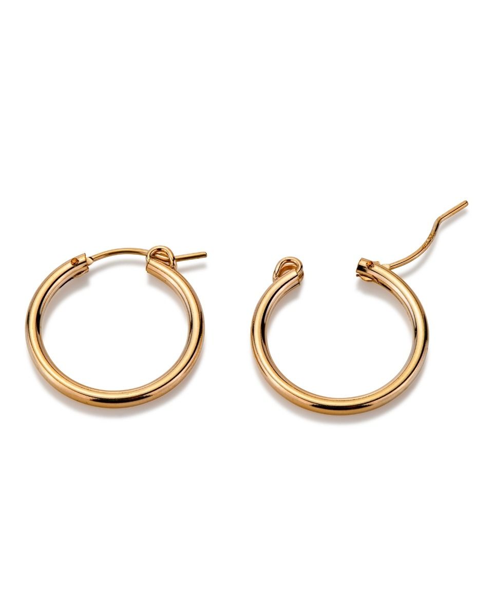 Yellow Gold Filled Tube Hoop Earring 14mm 