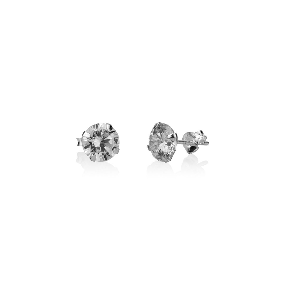 925 Sterling silver earring 8 mm + Zircon 8 mm + Butterfly
