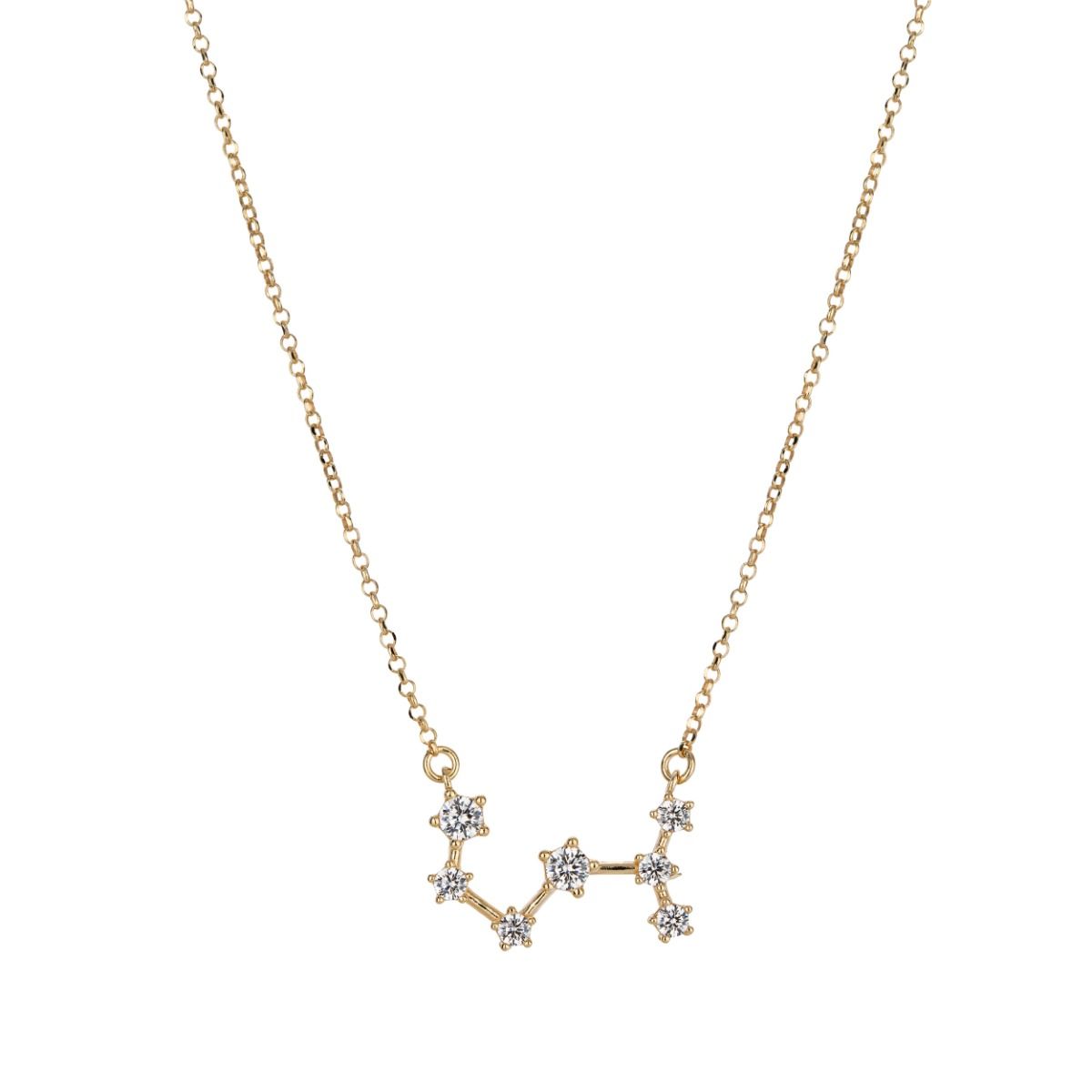 Gold Plated Silver Zodiac Necklace with 7 CZ Stones – Scorpio