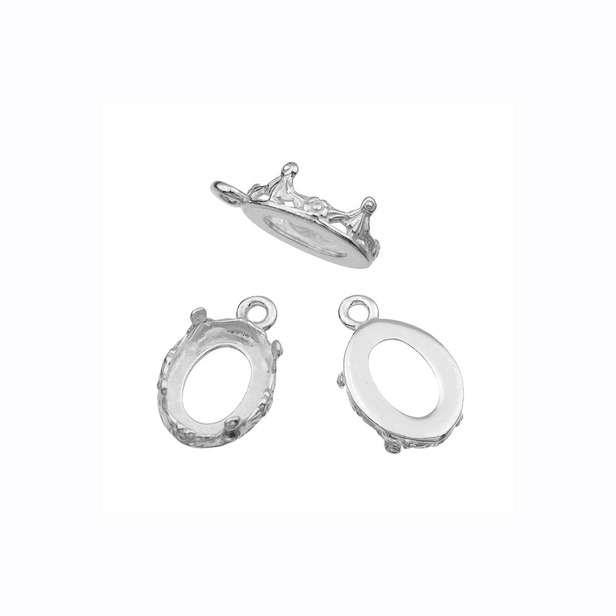 Sterling Silver Bezel Cup 8/10 mm Gallery 1231H Flat Back +Ring